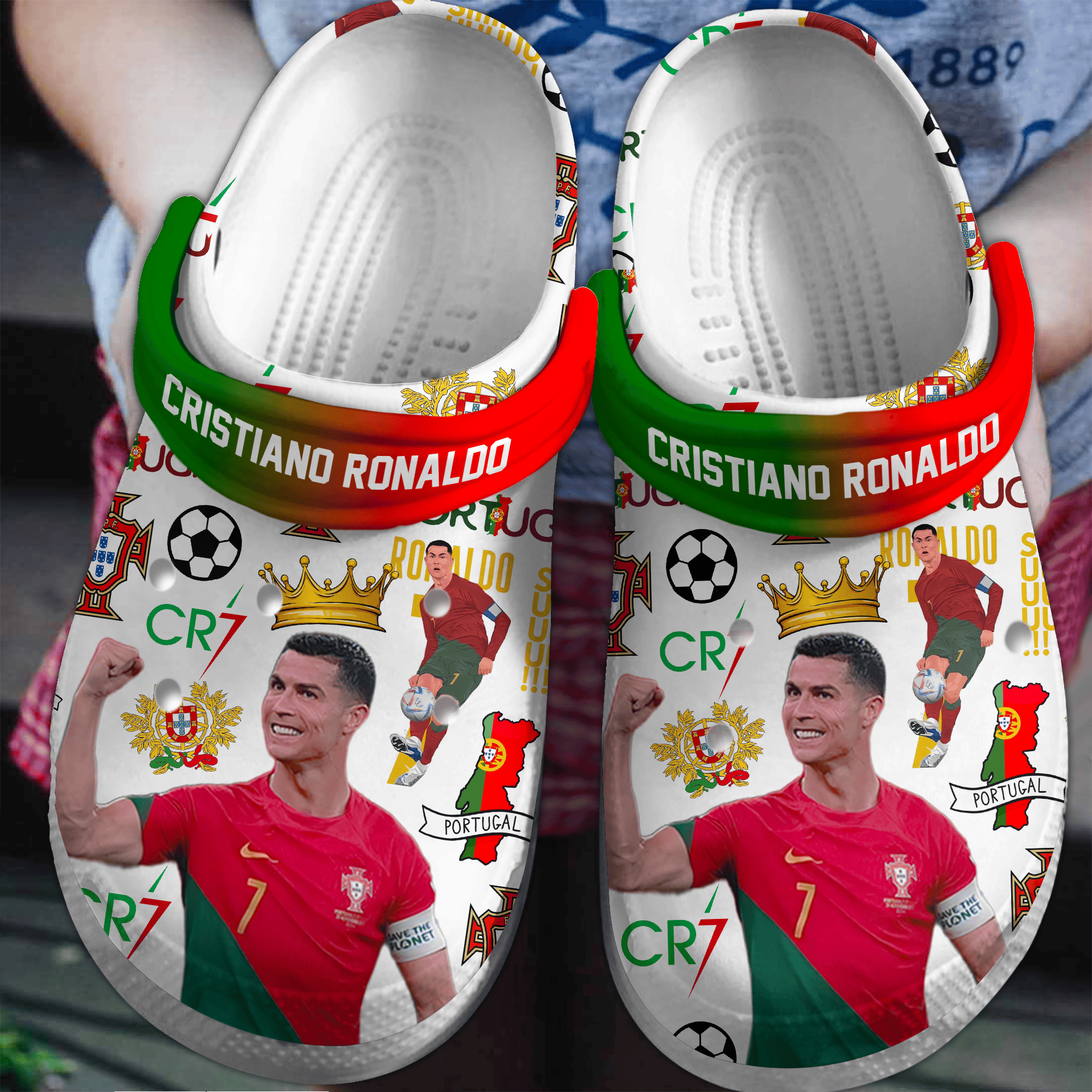 Cristiano Ronaldo CR7 Crocs Crocband Clogs Shoes Comfortable For Men Women and Kids