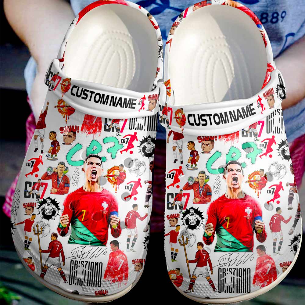 Cristiano Ronaldo CR7 Crocs Crocband Clogs Shoes Comfortable For Men Women and Kids