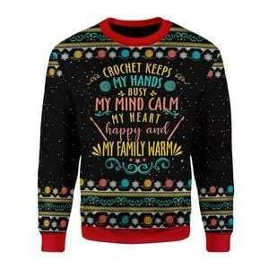 Crochet Keep My Hand Ugly Christmas Sweater Adult 3D Funny Matching for family