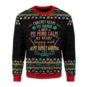Crochet Keep My Hand Ugly Christmas Sweater Adult 3D Funny Matching for family
