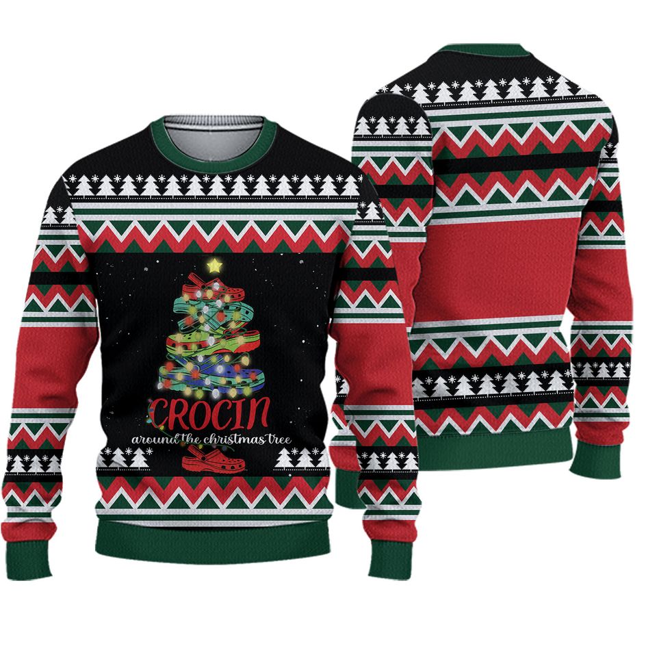 Crocin Around The Christmas Tree Ugly Knitted Christmas  3D Sweater