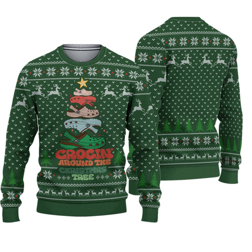 Crocin Around the Christmas Tree ugly Sweater,Christmas 3d  Sweater