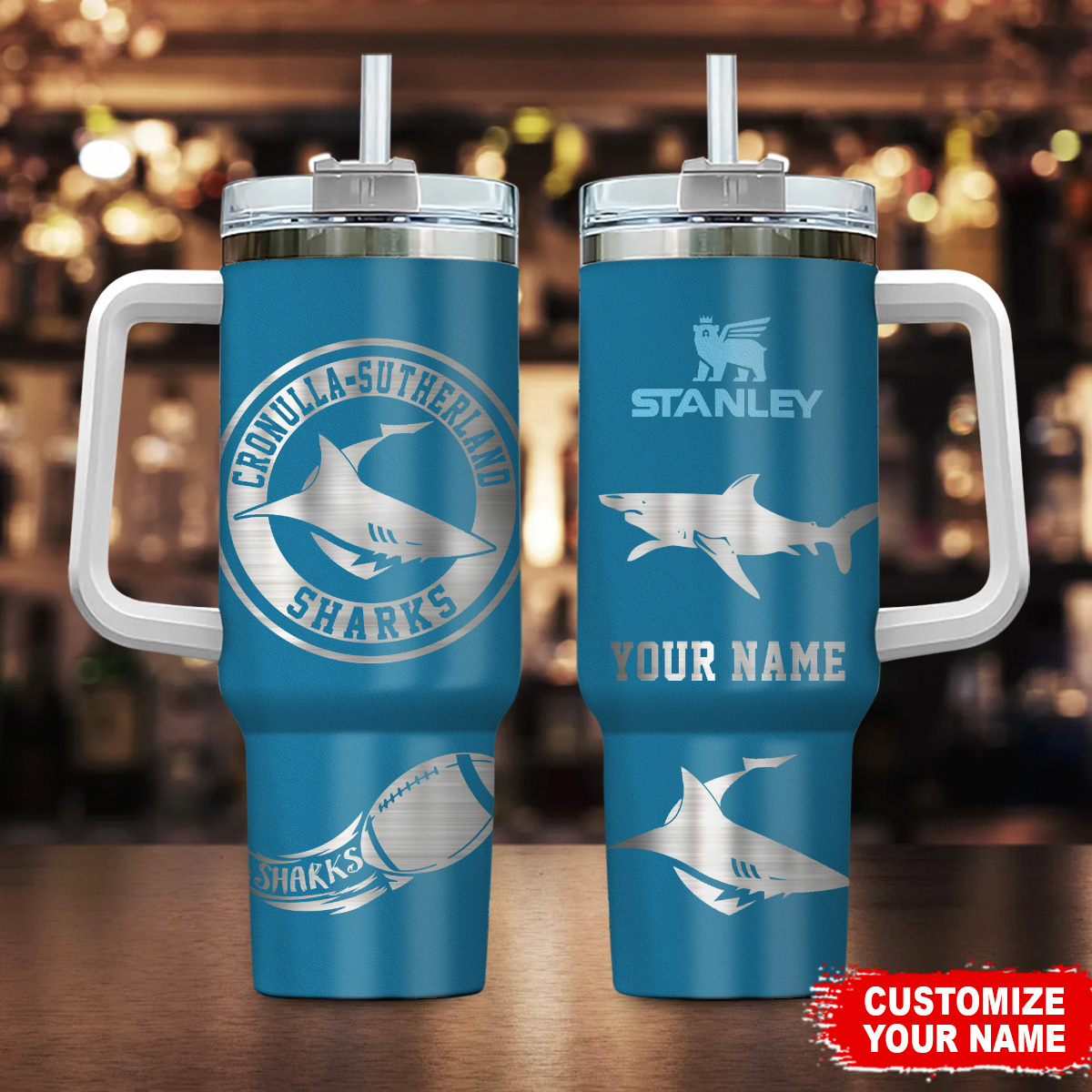 Cronulla-Sutherland Sharks NRL Custom Stanley Cup 40 oz 30 oz Tumbler With HandleTVC230113