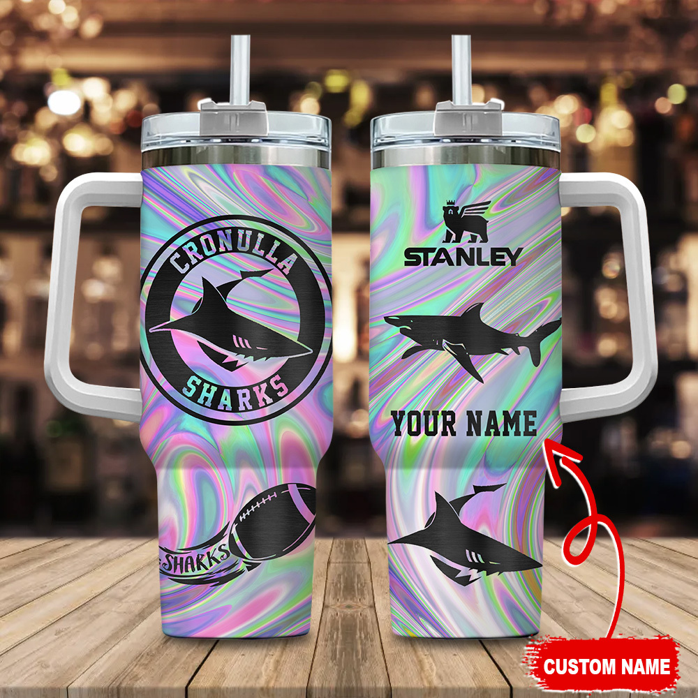 Cronulla-Sutherland Sharks NRL Hologram Effect Custom Stanley Cup 40 oz 30 oz Tumbler With HandleTVC2301178