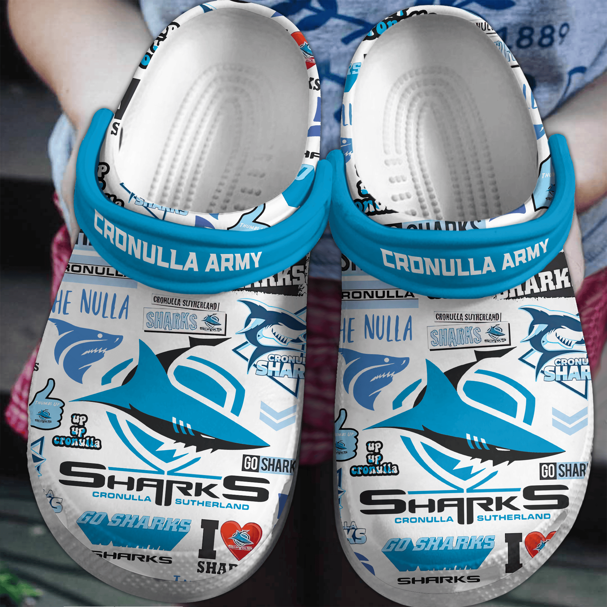 Cronulla-Sutherland Sharks NRL Sport Crocs Crocband Clogs Shoes Comfortable For Men Women and Kids