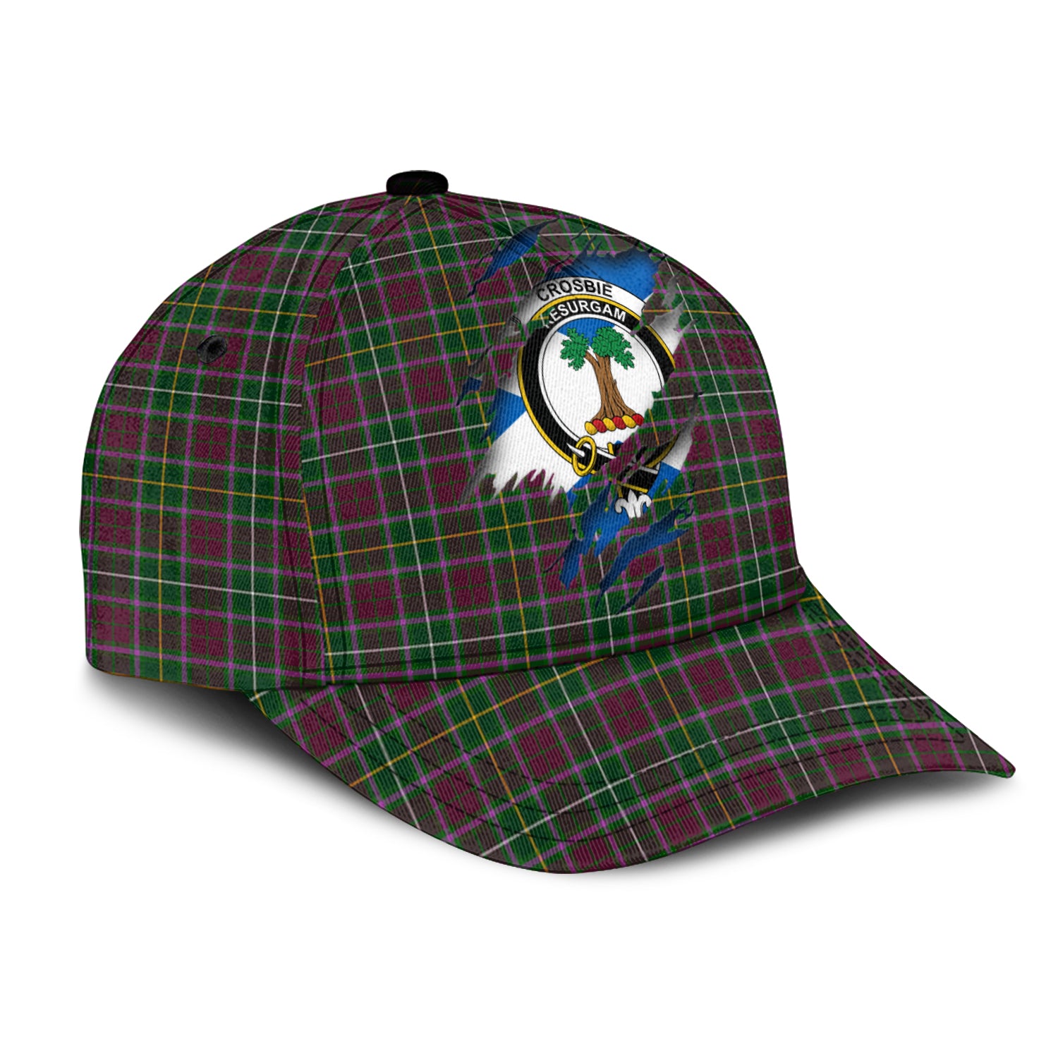 Crosbie Tartan Plaid Cap, Family Crest In Me Style Tartan Baseball Cap TS23 Trucker Hats Custom Hats Gifts For Men & Women