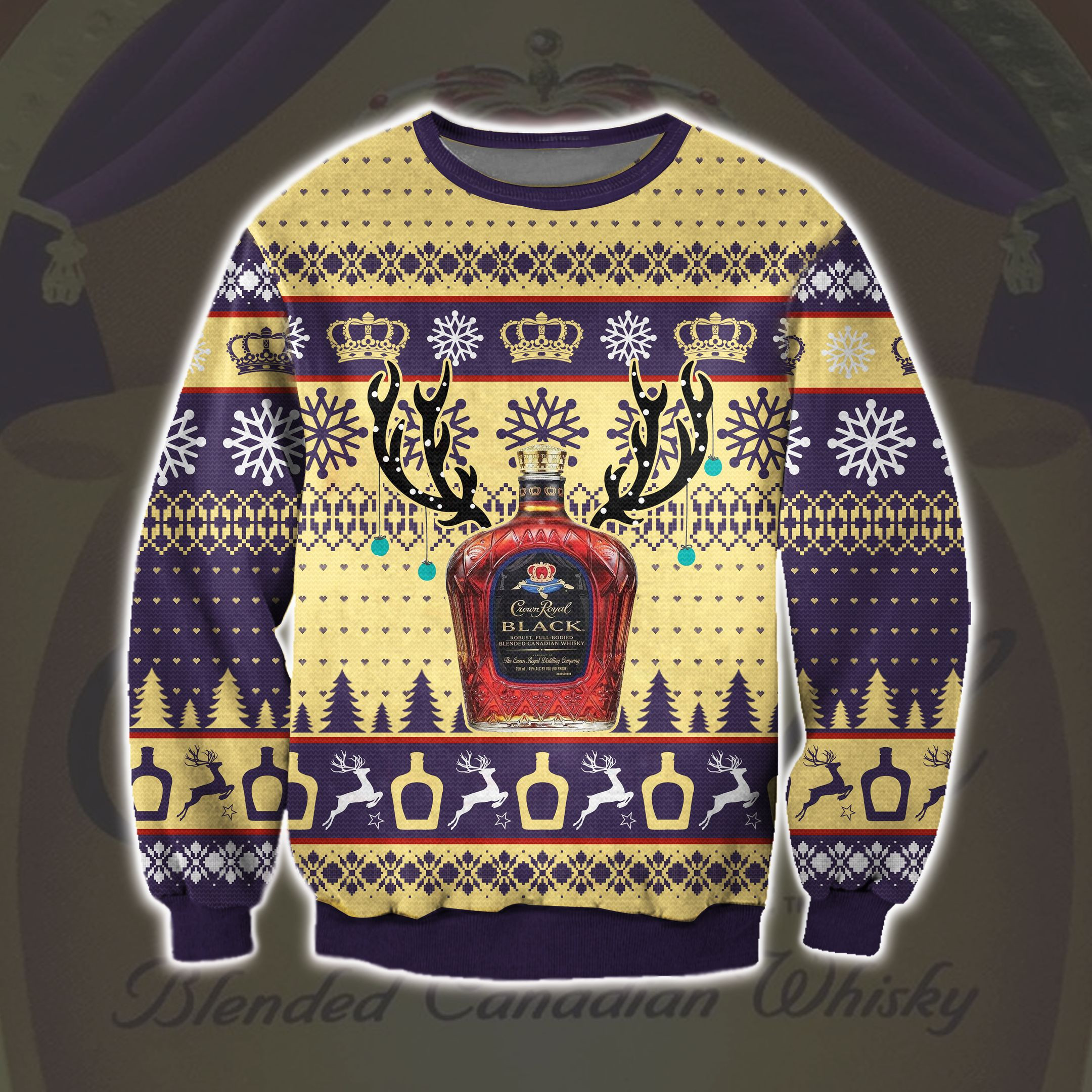 Crown Royal 3D All Over Print Ugly Christmas Sweater Adult 3D Funny Matching for family
