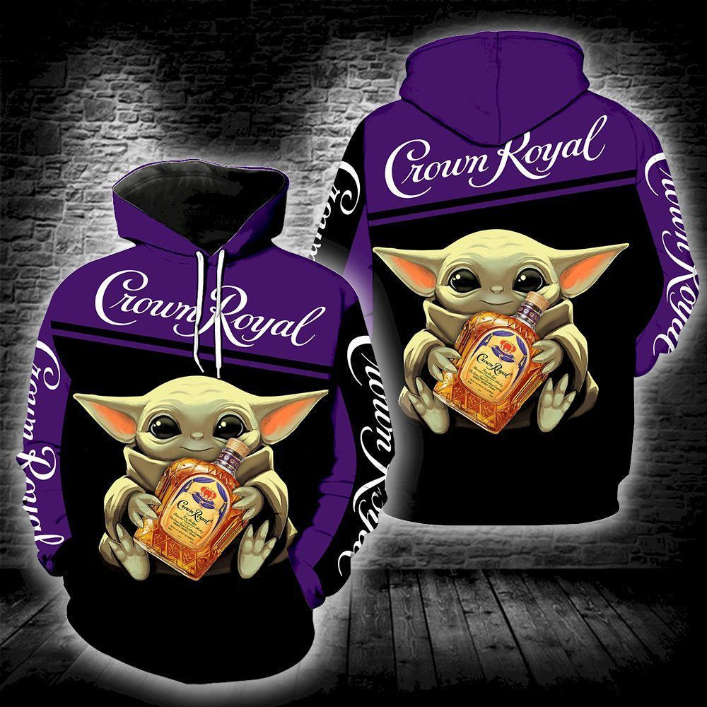 Crown Royal Baby Yoda Full 3D All Over Print Hoodie, Zip Hoodie