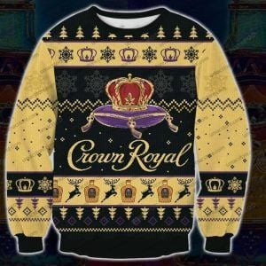 Crown Royal Black Ugly Christmas Sweater Adult 3D Funny Matching for family