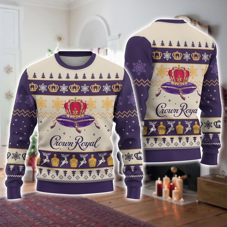 Crown Royal Christmas Sweater, Canadian Whisky Xmas Ugly Sweater