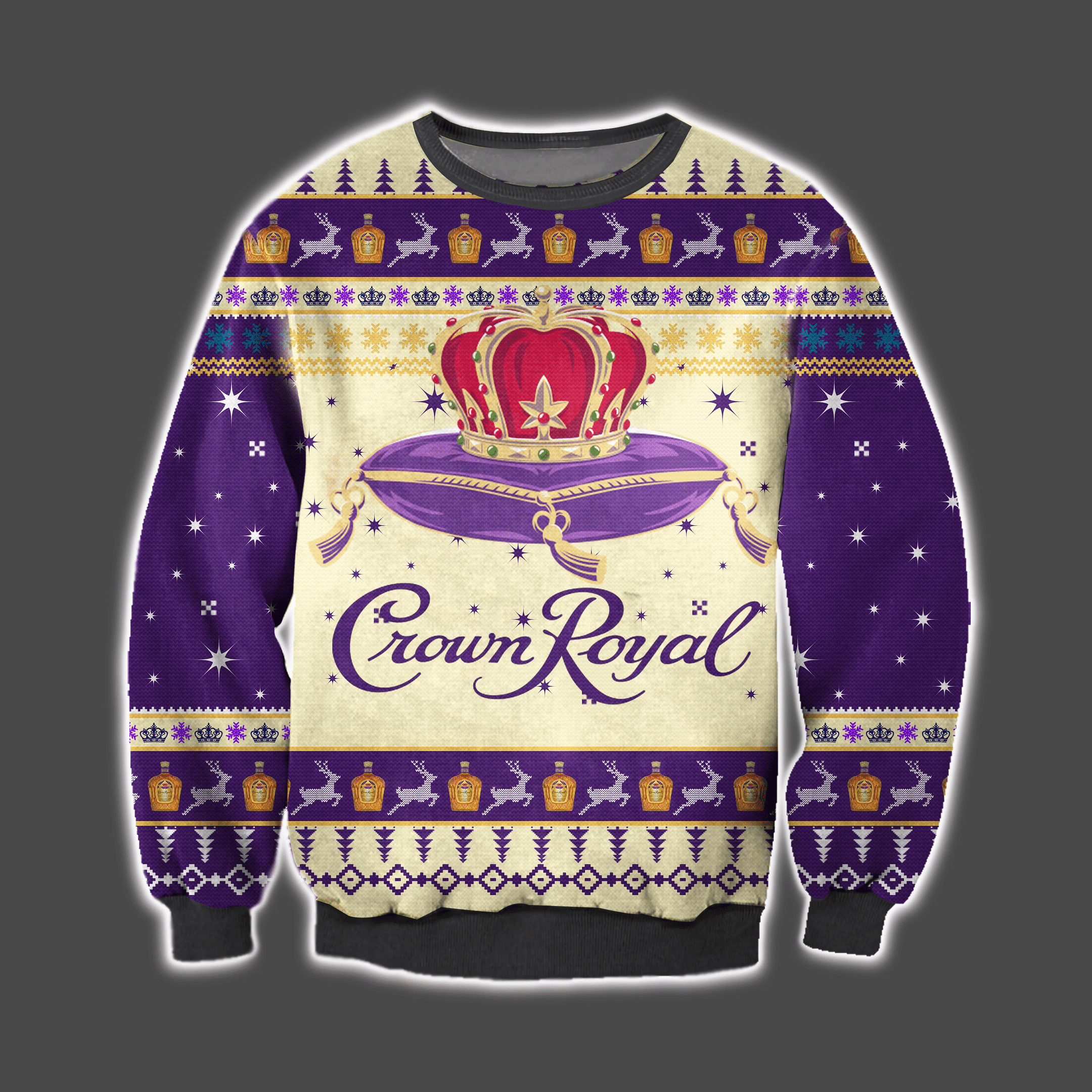 Crown Royal Knitting Pattern 3D Print Ugly Christmas Sweater Adult 3D Funny Matching for family