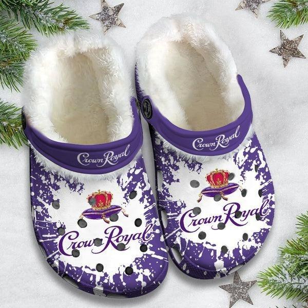Crown Royal Whisky Crocs Crocband Fleece Lined Clogs Shoes Comfortable For Men Women and Kids In Winter