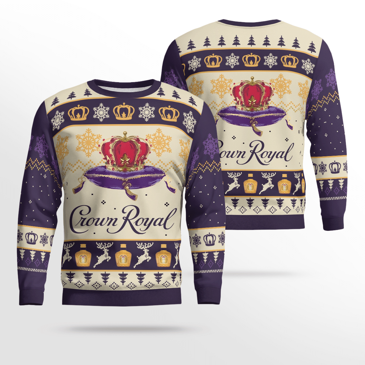 Crown Royal Wine For Unisex Ugly Christmas Sweater Adult 3D Funny Matching for family