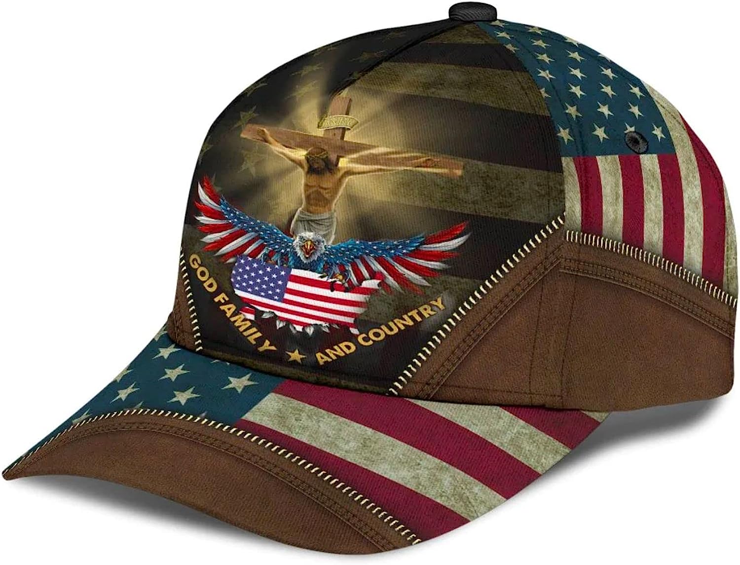 Crucifixion Of Jesus God Family And Country Baseball Cap - Christian Hats for Men and Women Trucker Hats Custom Hats Gifts For Men & Women