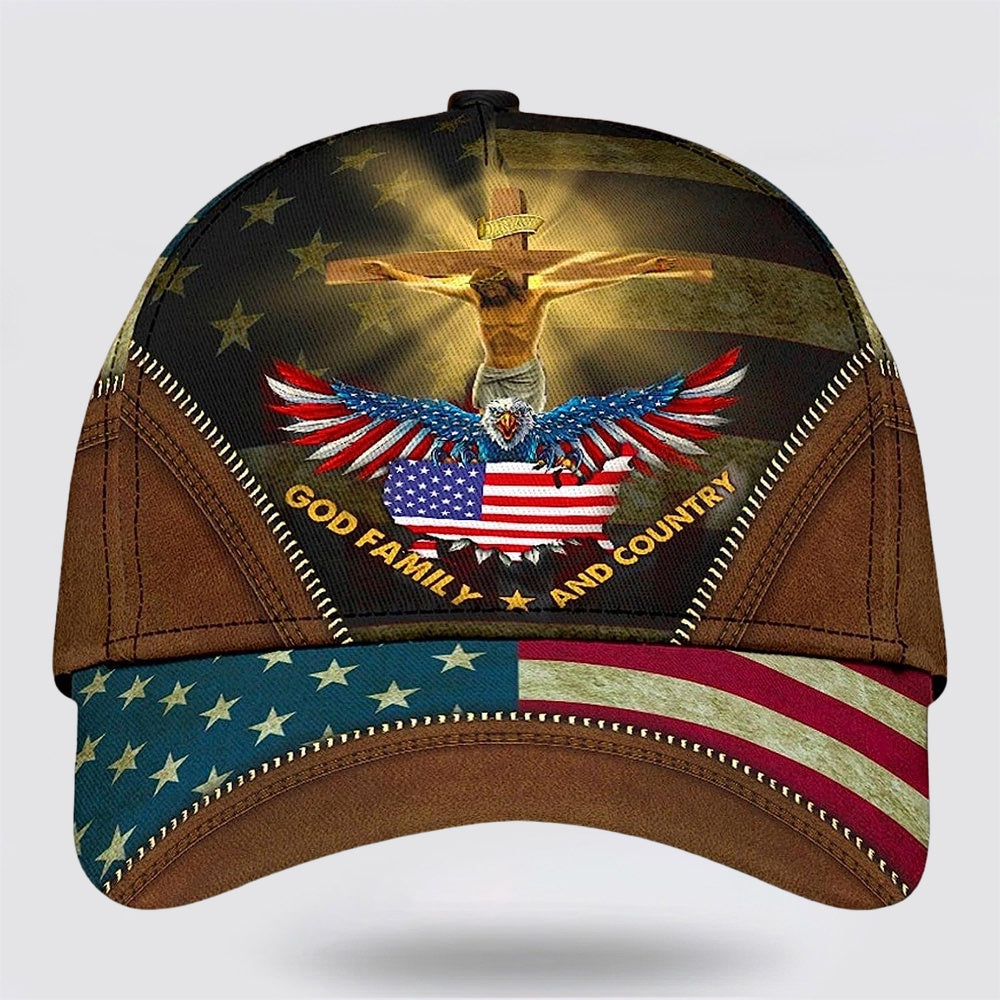 Crucifixion Of Jesus God Family And Country Baseball Cap - Christian Hats for Men and Women Trucker Hats Custom Hats Gifts For Men & Women