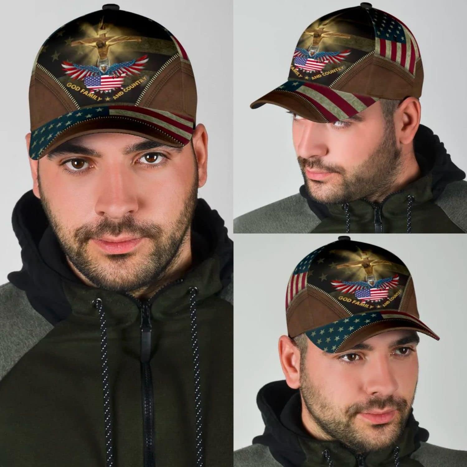 Crucifixion Of Jesus God Family And Country Baseball Cap - Christian Hats for Men and Women Trucker Hats Custom Hats Gifts For Men & Women