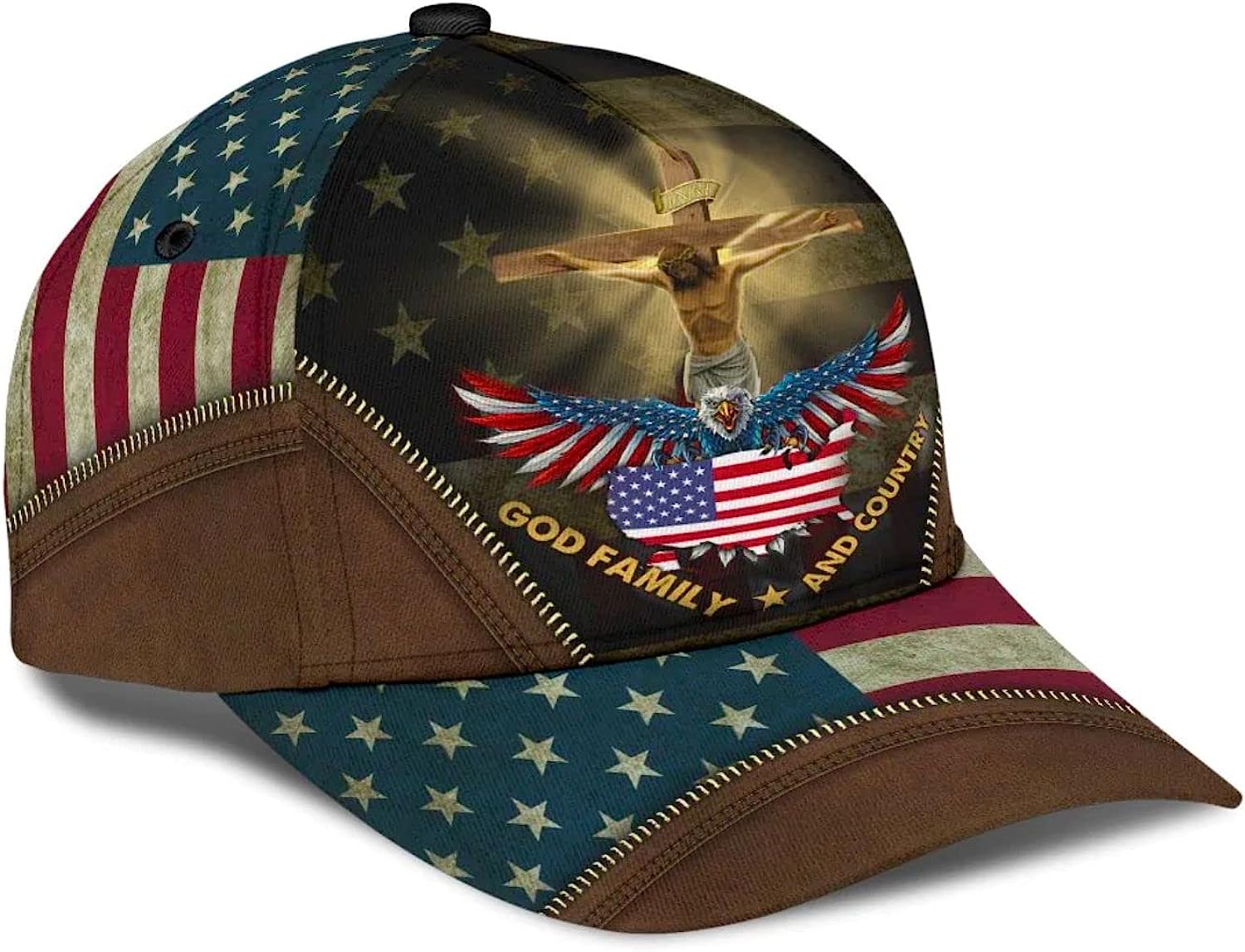 Crucifixion Of Jesus God Family And Country Baseball Cap - Christian Hats for Men and Women Trucker Hats Custom Hats Gifts For Men & Women