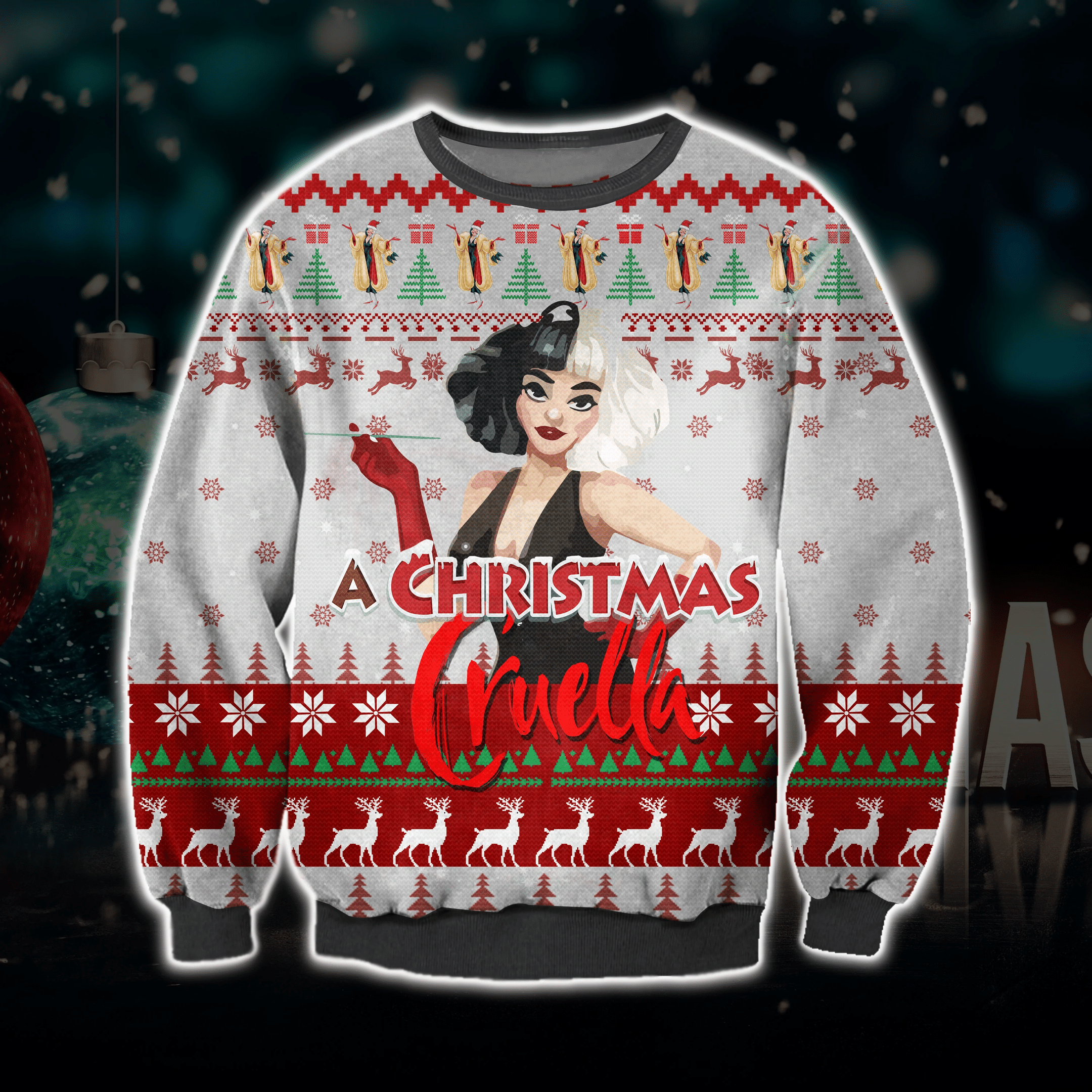 Cruella Ugly Christmas Sweater Adult 3D Funny Matching for family