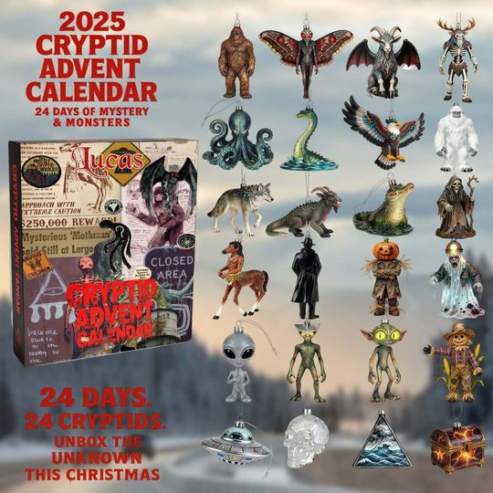Cryptid Advent Calendar 2025, 24-Day Mystery Monster Countdown, Paranormal Christmas Gift for Horror Fans, Unique Mythical Creature Decor - Image 7
