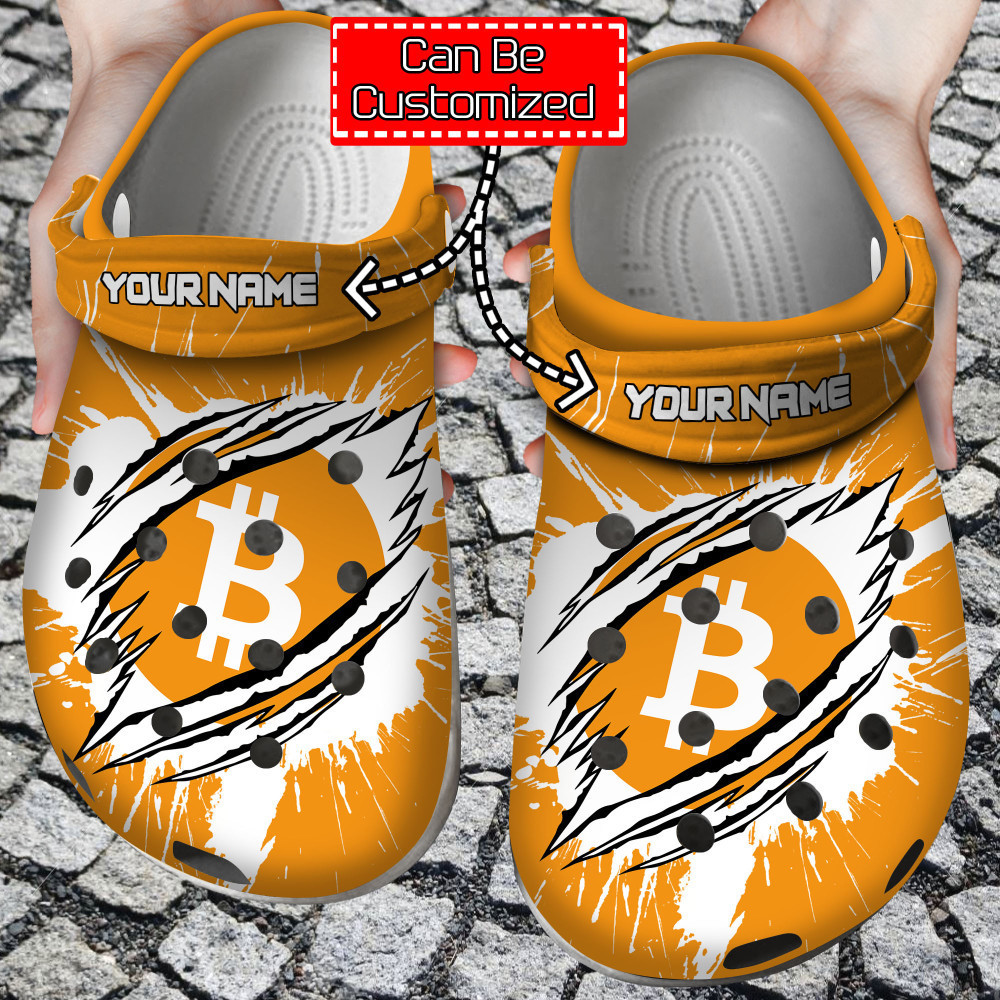 Crypto - Personalized Btc Coin Ripped Through Clog Shoes For Men And Women