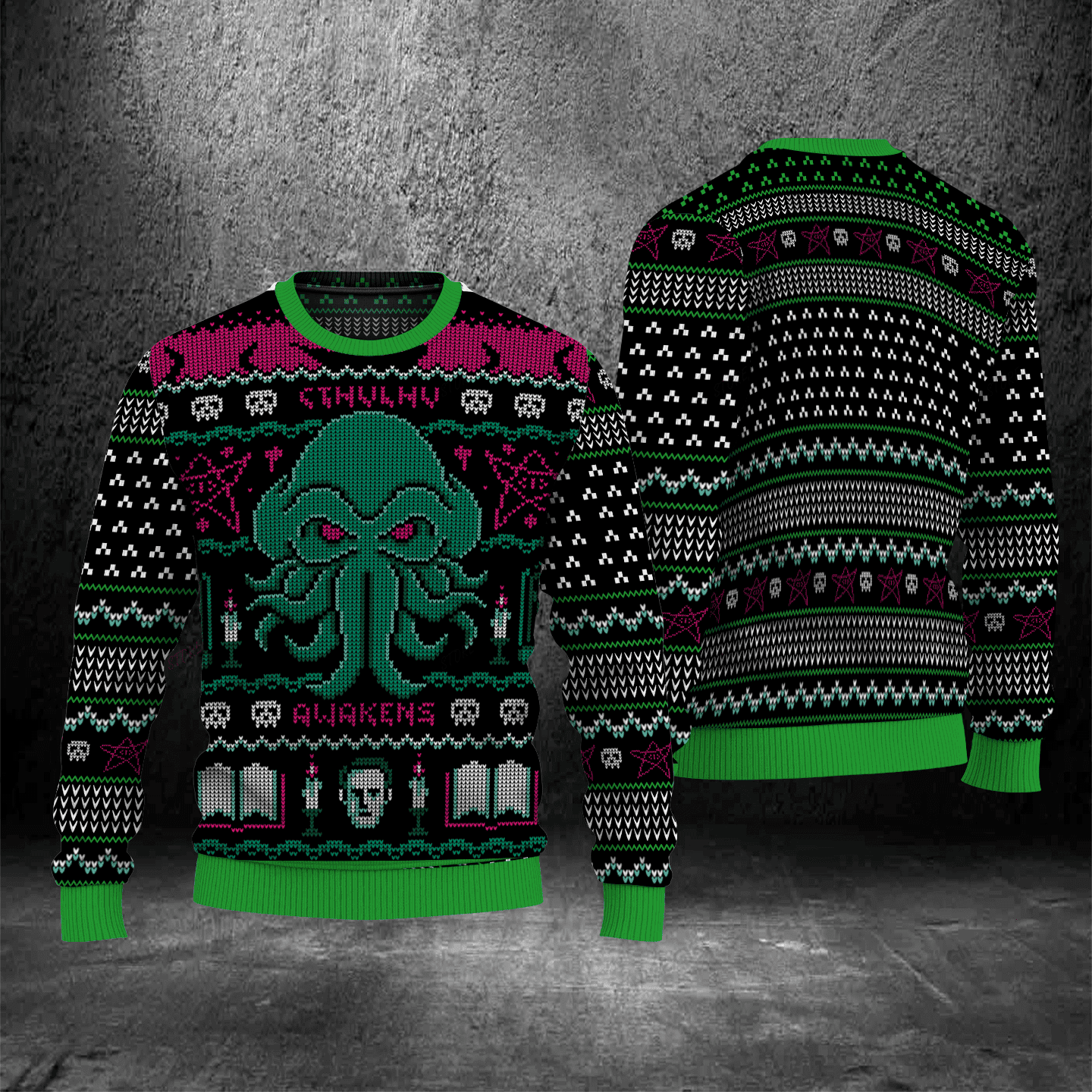 Cthulhu Awakens Ugly Christmas Sweater Adult 3D Funny Matching for family