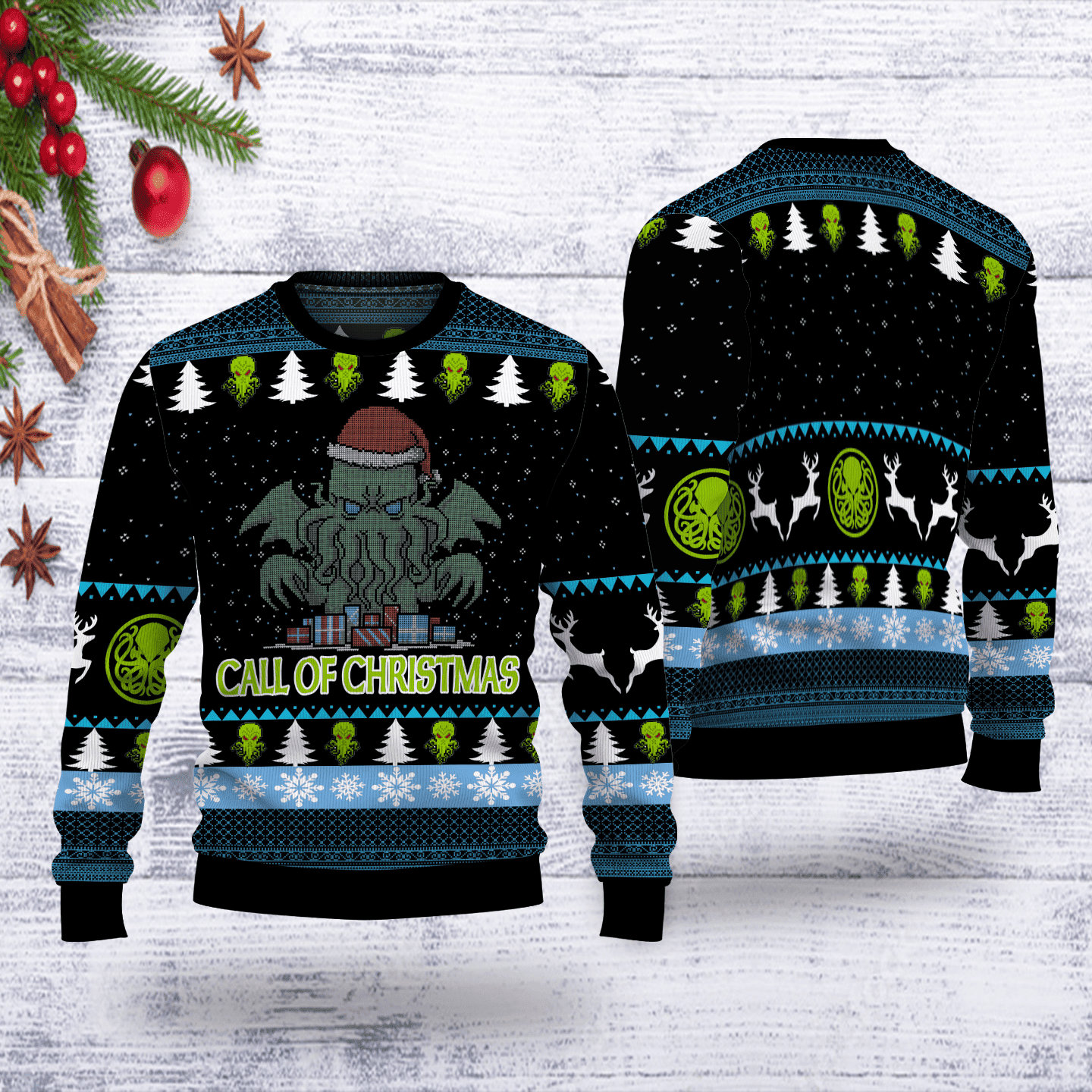 Cthulhu Call Of Ugly Christmas Sweater Adult 3D Funny Matching for family