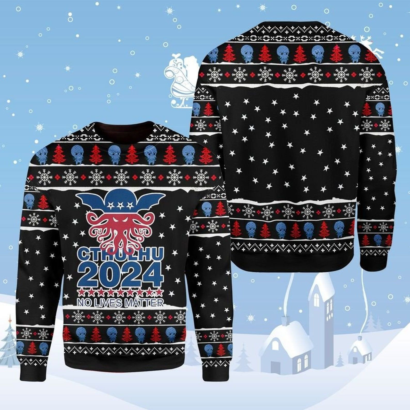 Cthulhu No Lives Matter 3D Printed Ugly Christmas Sweater Adult 3D Funny Matching for family