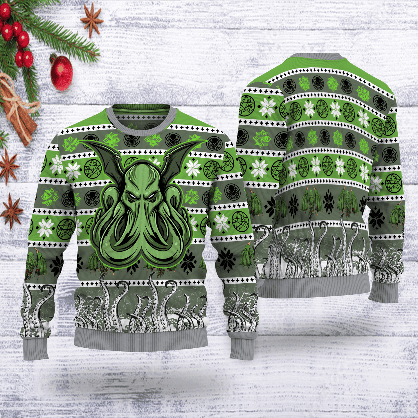 Cthulhu Ugly Christmas Sweater Adult 3D Funny Matching for family