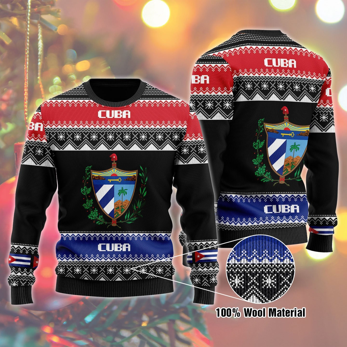 Cuba Ugly Christmas Sweater Adult 3D Funny Matching for family
