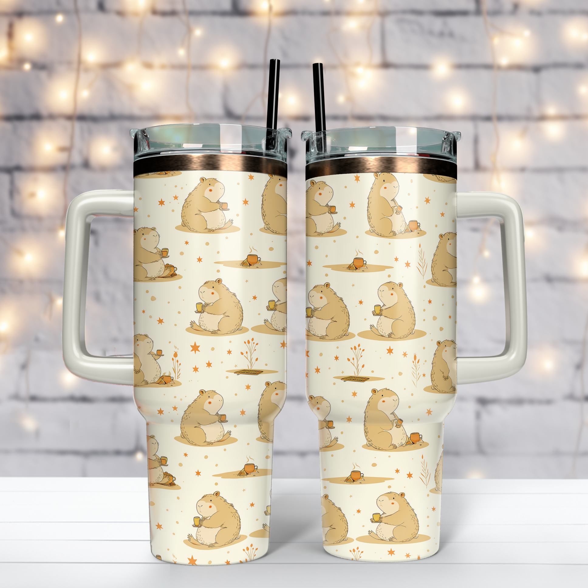 Cuddly Capybara Plushie Cartoon Custom Stanley Cup 40 oz 30 oz Tumbler With HandleTVC2301804 - Image 3