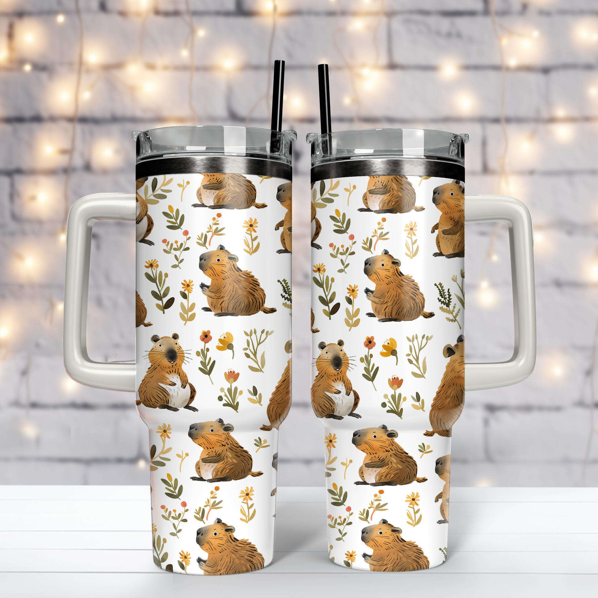 Cuddly Capybara Plushie Cartoon Custom Stanley Cup 40 oz 30 oz Tumbler With HandleTVC2301804 - Image 3