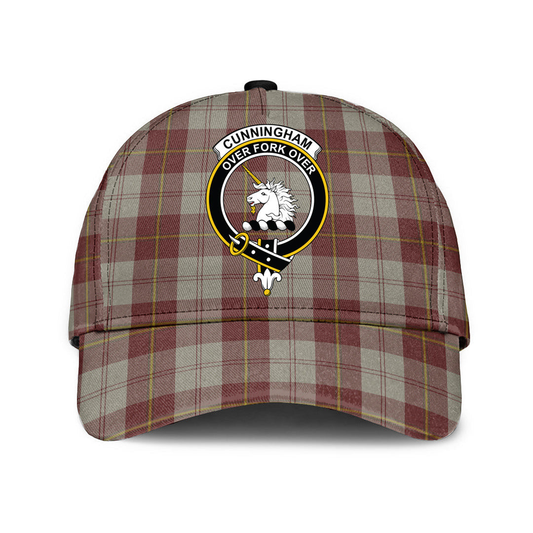 Cunningham Burgundy Dancers Tartan Baseball Cap, Tartan Plaid Cap with Family Crest K23 Trucker Hats Custom Hats Gifts For Men & Women
