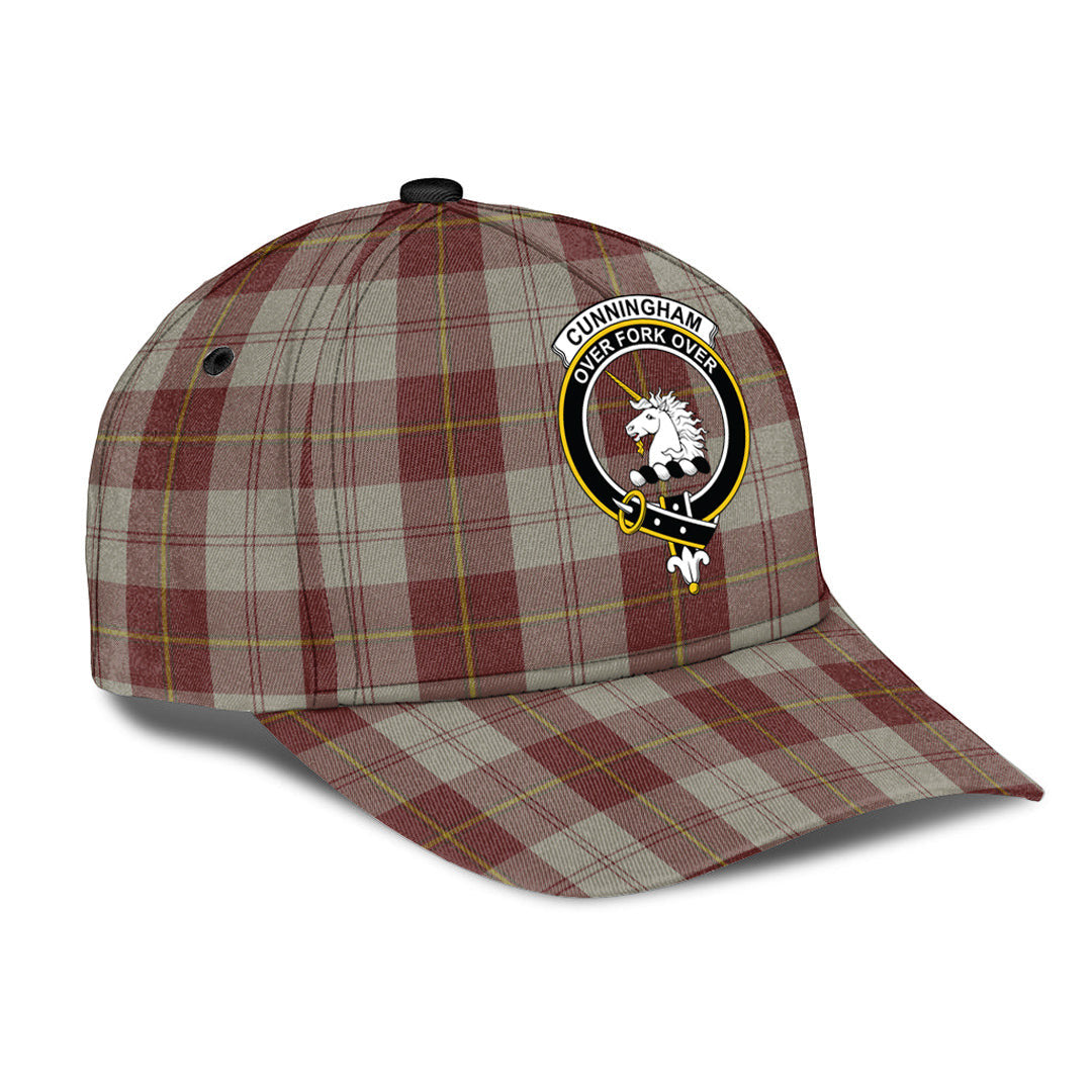Cunningham Burgundy Dancers Tartan Baseball Cap, Tartan Plaid Cap with Family Crest K23 Trucker Hats Custom Hats Gifts For Men & Women