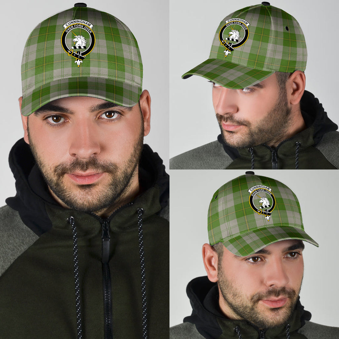 Cunningham Dress Green Dancers Tartan Baseball Cap, Tartan Plaid Cap with Family Crest K23 Trucker Hats Custom Hats Gifts For Men & Women