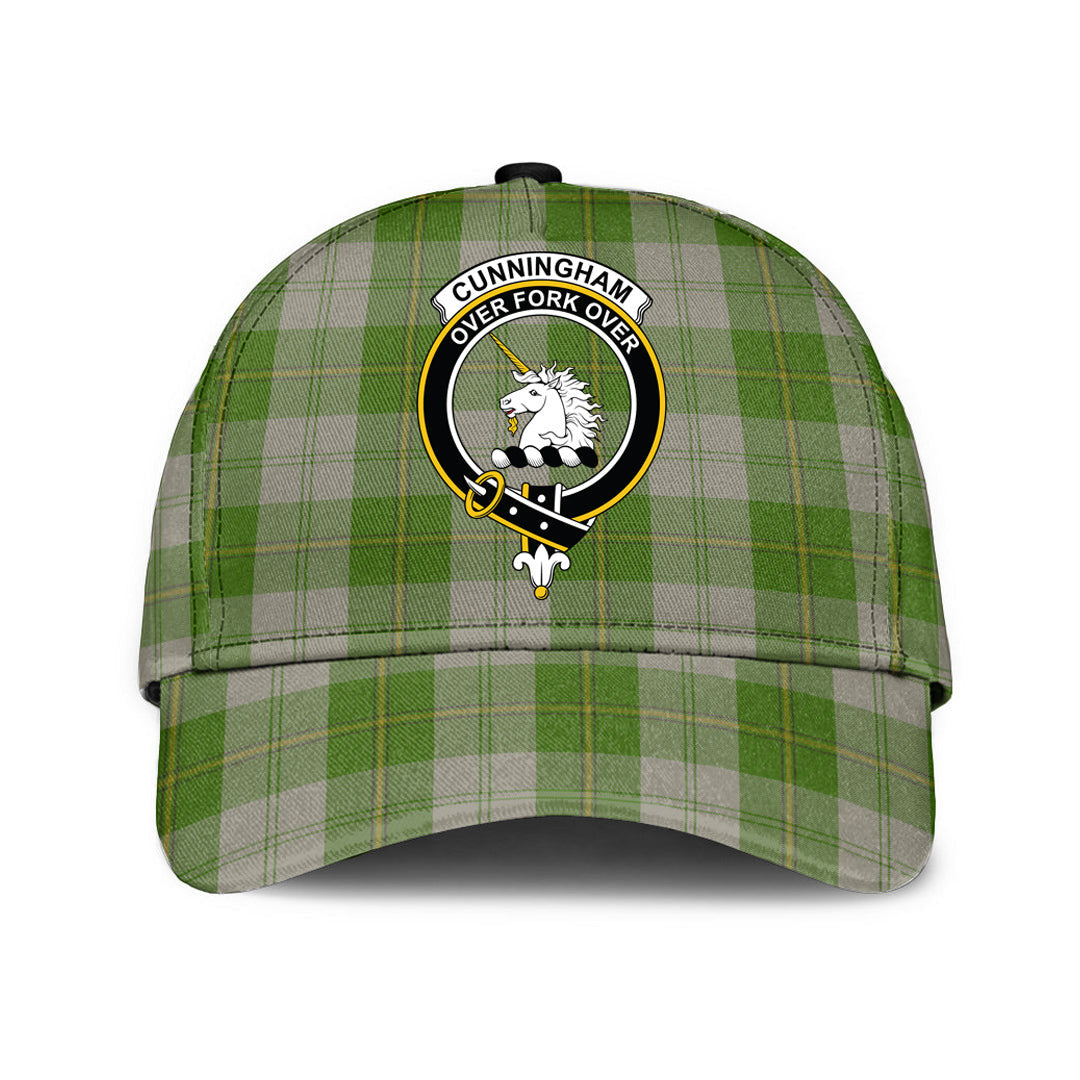 Cunningham Dress Green Dancers Tartan Baseball Cap, Tartan Plaid Cap with Family Crest K23 Trucker Hats Custom Hats Gifts For Men & Women