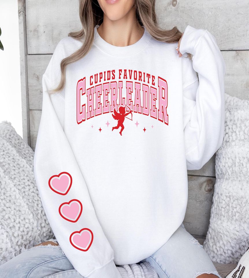 Cupid's Favorite Cheerleader- Cheer Valentine Shirt- Cheerleader Sweatshirt Valentine