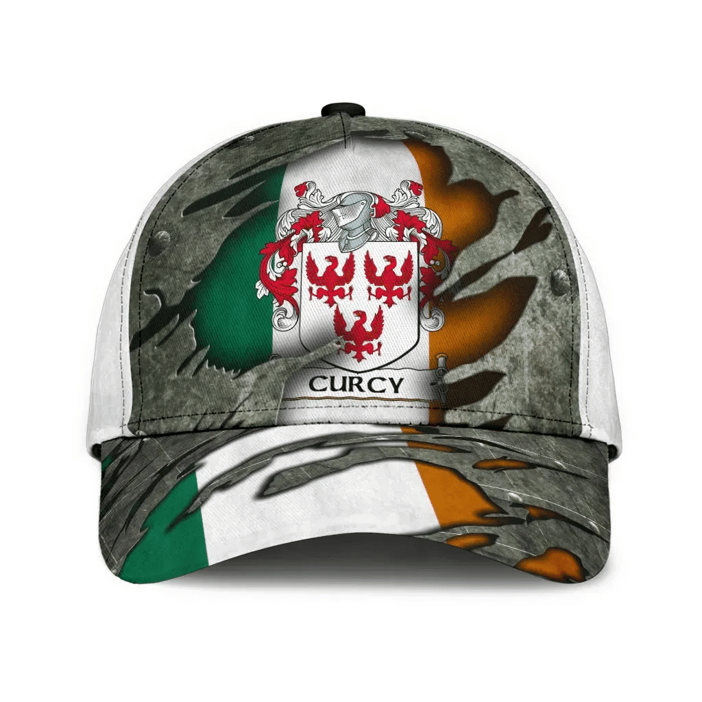 Curcy Coat Of Arms - Irish Family Crest Hat Classic Cap 3D Trucker Hats Custom Hats Gifts For Men & Women