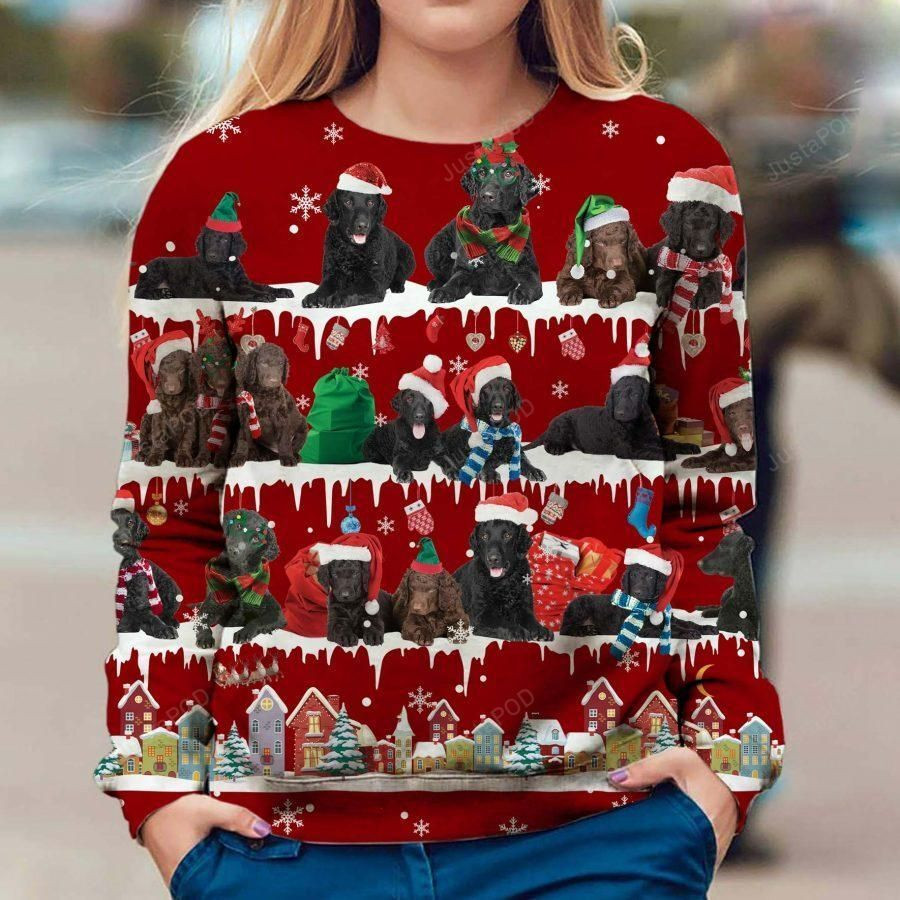 Curly Coated Retriever Dog Ugly Christmas Sweater Adult 3D Funny Matching for family