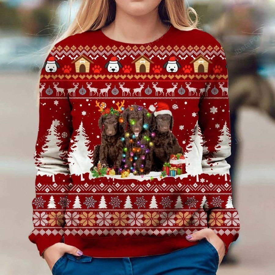 Curly Coated Retriever Ugly Christmas Sweater Adult 3D Funny Matching for family