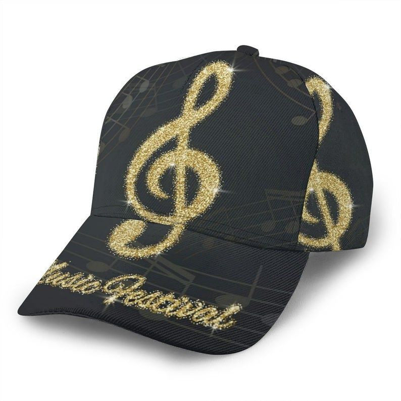 Curved Edge Baseball Cap 3D Gold Music Notes, Cap 3D Gift Trucker Hats Custom Hats Gifts For Men & Women