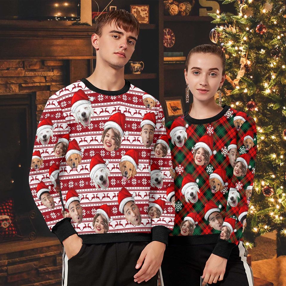 CustomÃ‚Â Ugly ChristmasÃ‚Â Sweater,Custom Family Photo Ugly Sweater