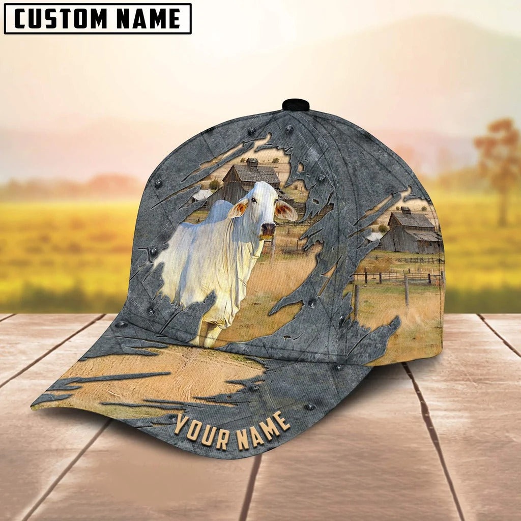 Custom 3D Full Print White Brahman Cap Hat, Baseball Brahman Cap, Farm Baseball Hat Trucker Hats Custom Hats Gifts For Men & Women