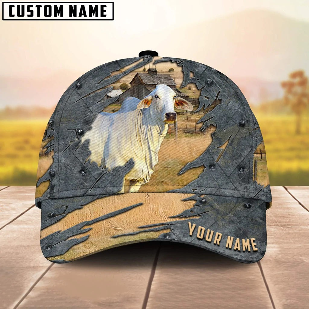 Custom 3D Full Print White Brahman Cap Hat, Baseball Brahman Cap, Farm Baseball Hat Trucker Hats Custom Hats Gifts For Men & Women