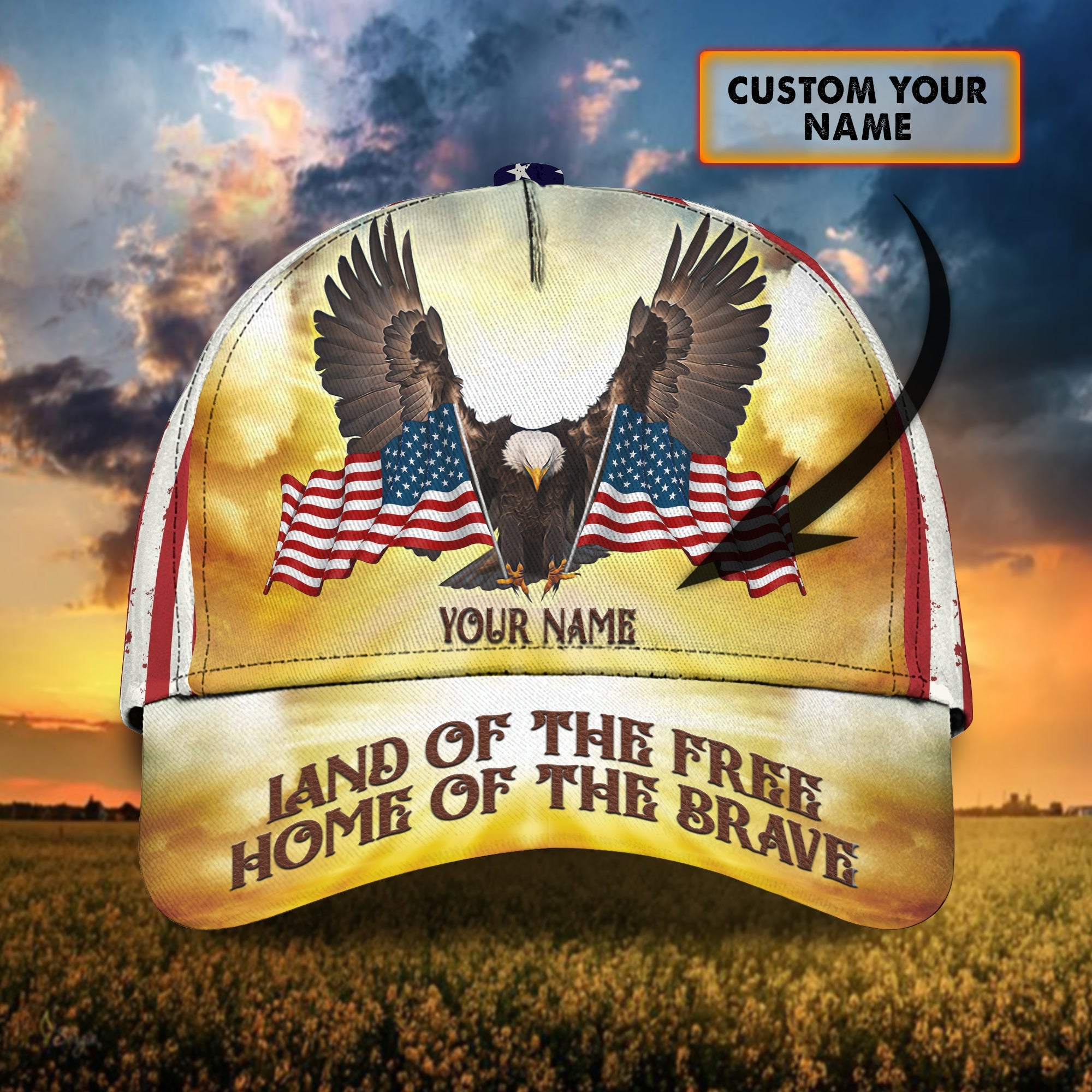Custom American Eagle Classic Cap Land Of the Free Trucker Hats Custom Hats Gifts For Men & Women