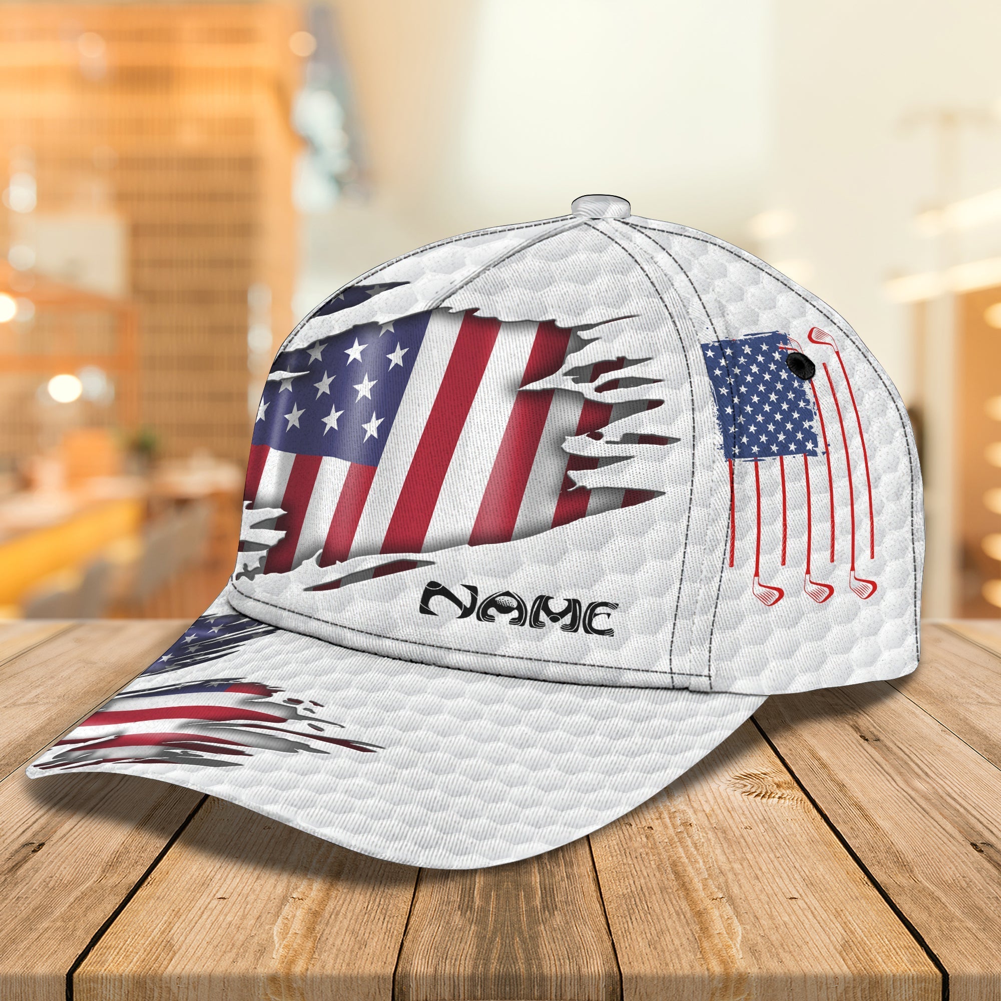 Custom American Golf Classic Cap, Idea Cap for Golfer, American Flag Golf Cap Trucker Hats Custom Hats Gifts For Men & Women