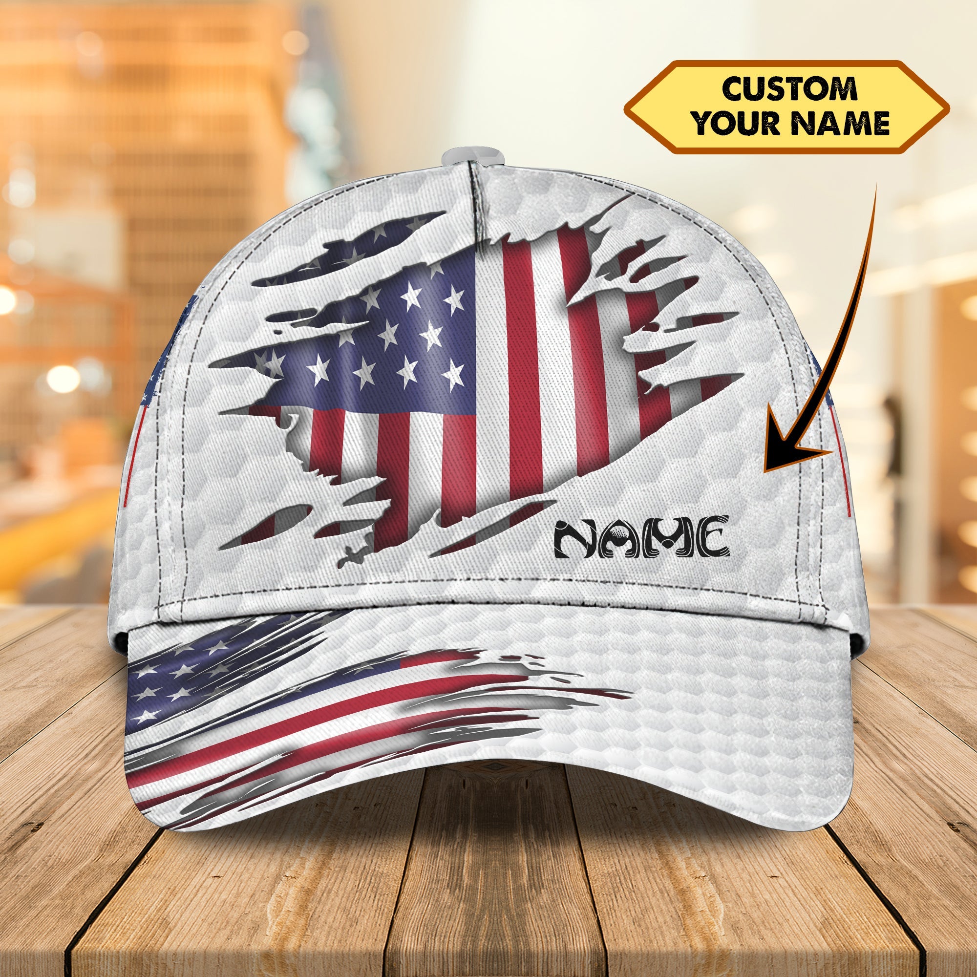 Custom American Golf Classic Cap, Idea Cap for Golfer, American Flag Golf Cap Trucker Hats Custom Hats Gifts For Men & Women