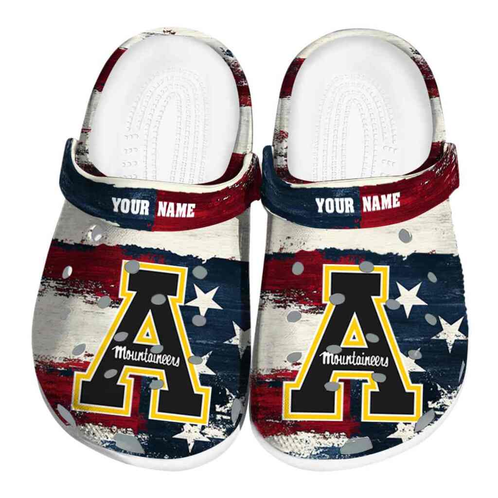 Custom Appalachian State Mountaineers Patriotic Stripes ClogTVC1801755
