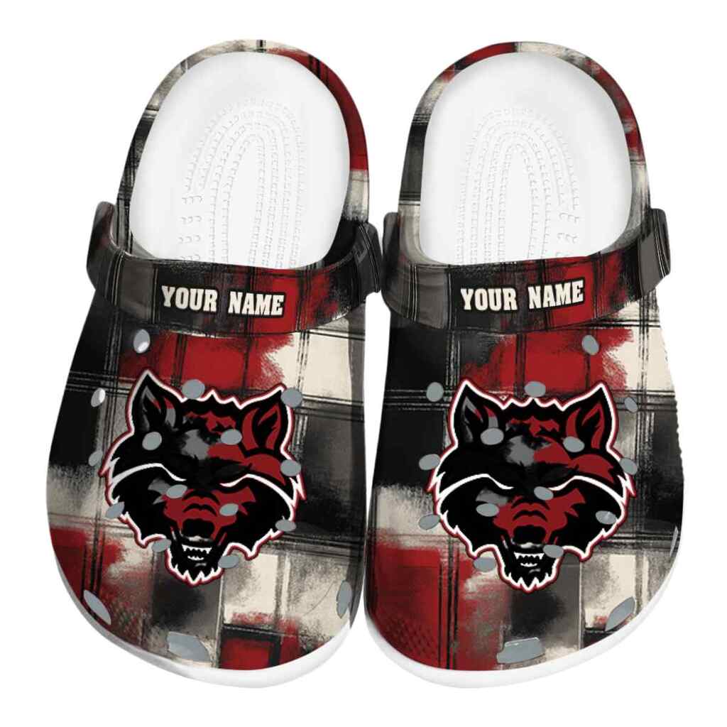 Custom Arkansas State Red Wolves Plaid Fusion ClogTVC1801756