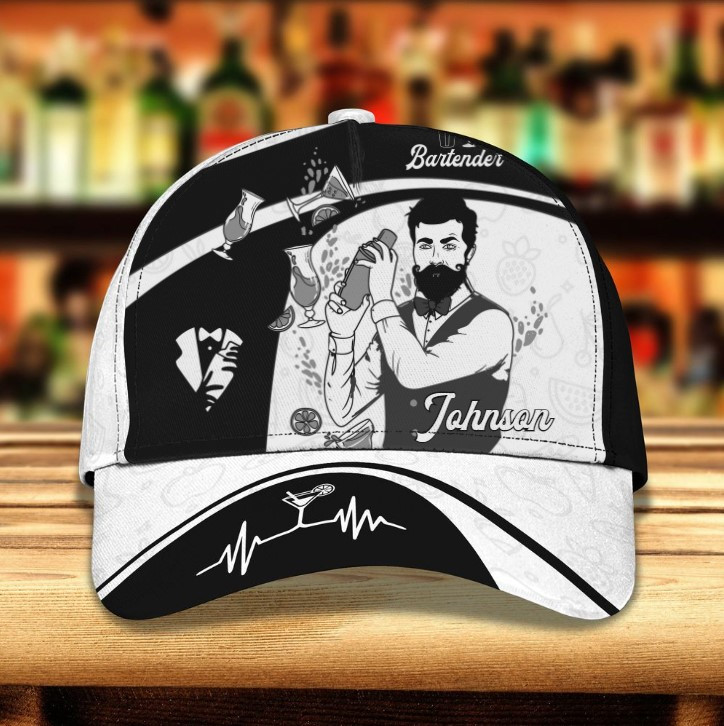 Custom Bartender Cap Hat, 3D All Over Print Cap Hat For Bartender, Bartender Classic Cap Hat Trucker Hats Custom Hats Gifts For Men & Women