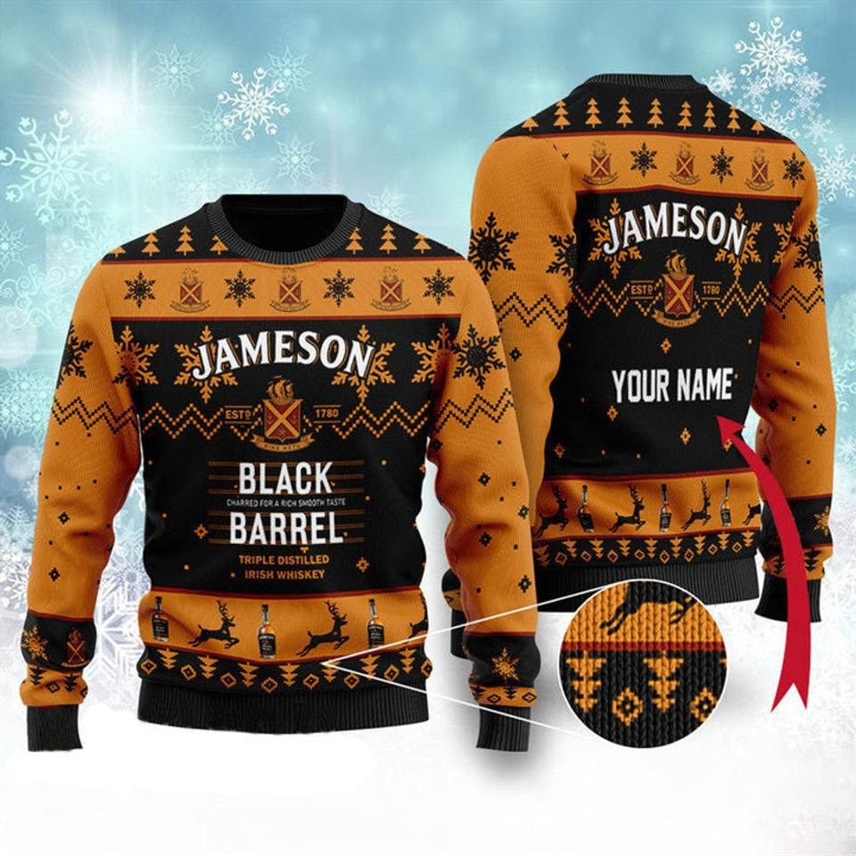 Custom Black Barrel Jameson Whiskey Sweater